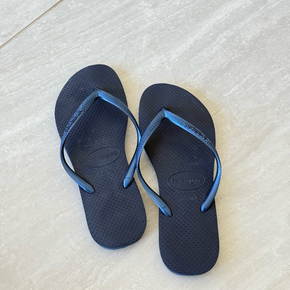 Havaianas Navy Blue Slim Strap Flip Flops